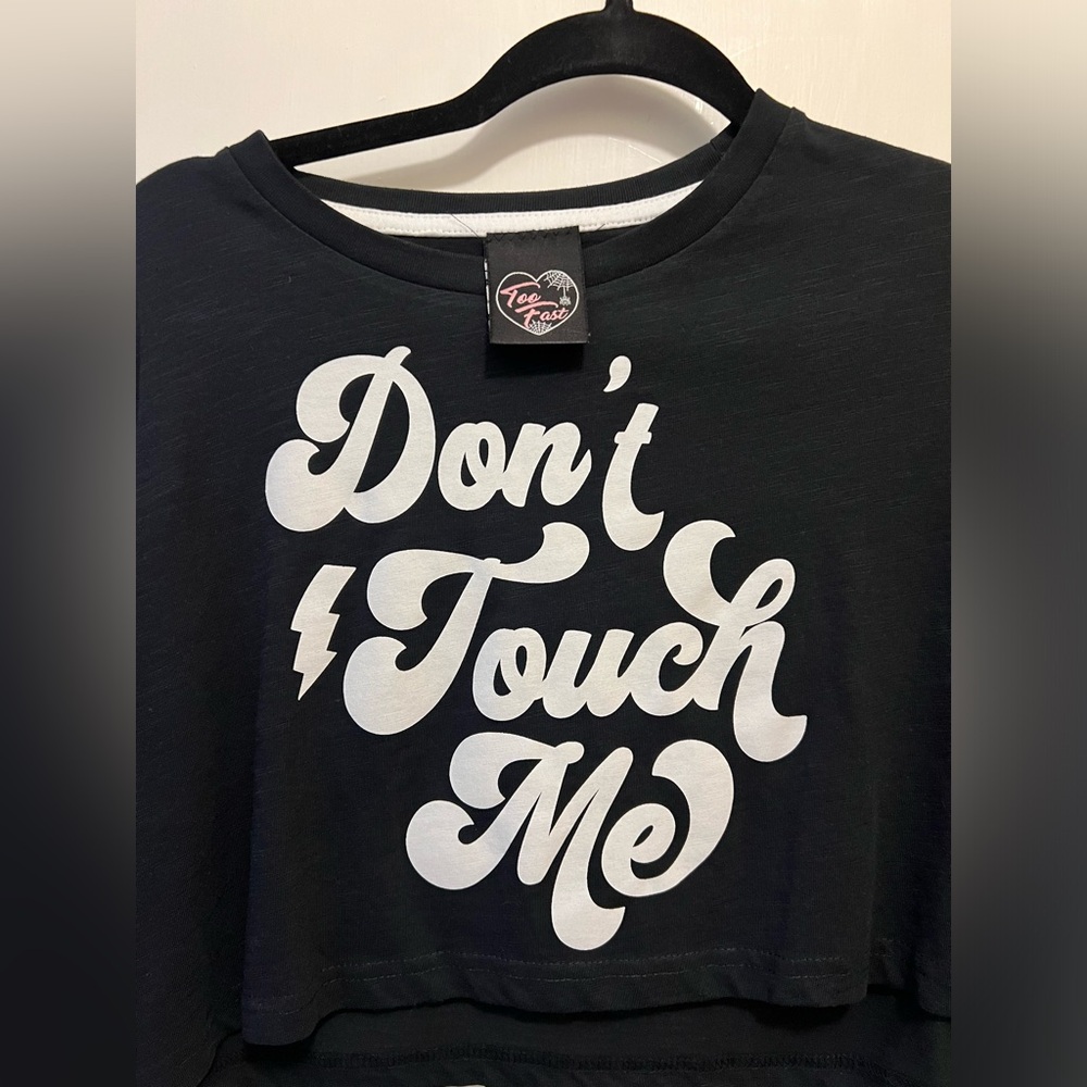 Too Fast - “Don’t Touch Me” Long-Sleeved Crop Top (Medium) EUC - Picture 1 of 6